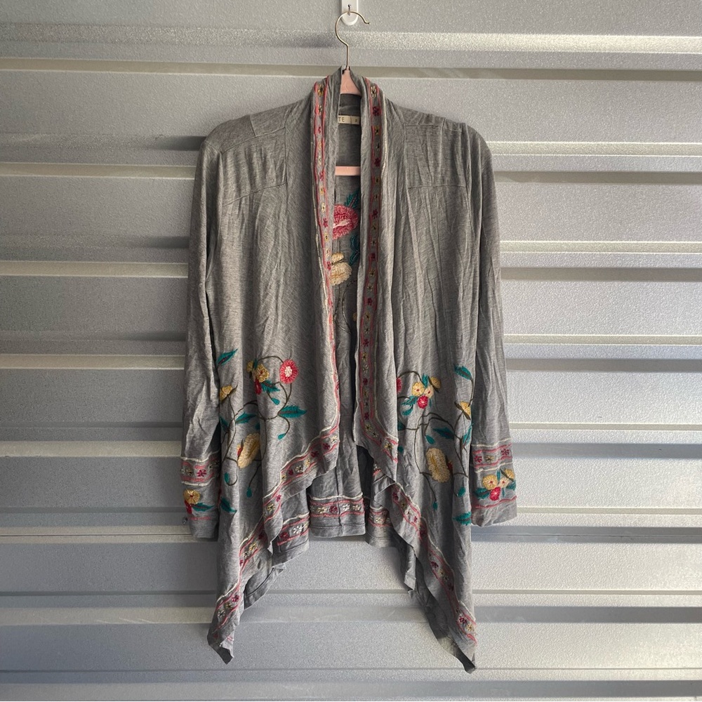 Caite embroidered open front cardigan